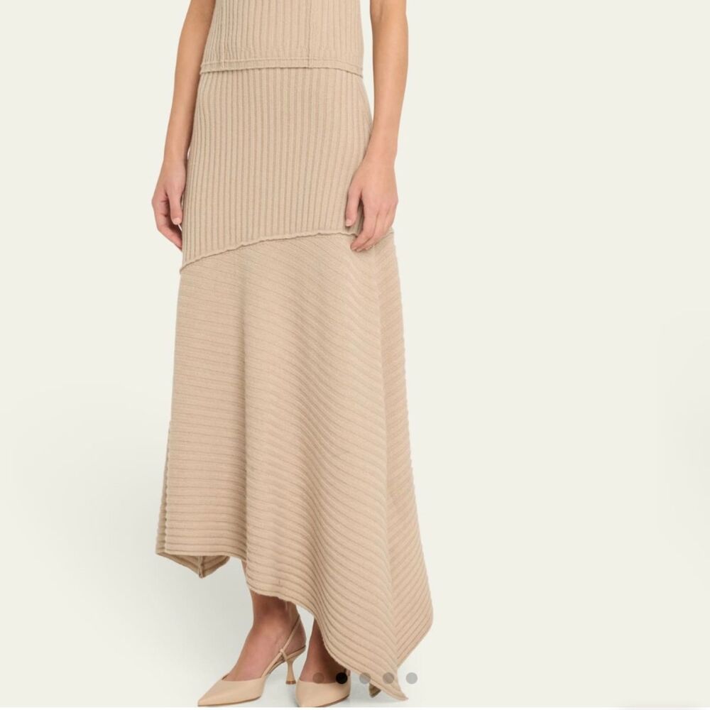 Simkhai Ribbed Asymmetric Cashmere & Wool Midi Skirt XS